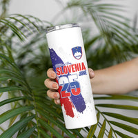 Slovenia Statehood Day Skinny Tumbler 25 June National Flag Color Brush Stroke Style