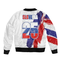 Slovenia Statehood Day Sleeve Zip Bomber Jacket 25 June National Flag Color Brush Stroke Style