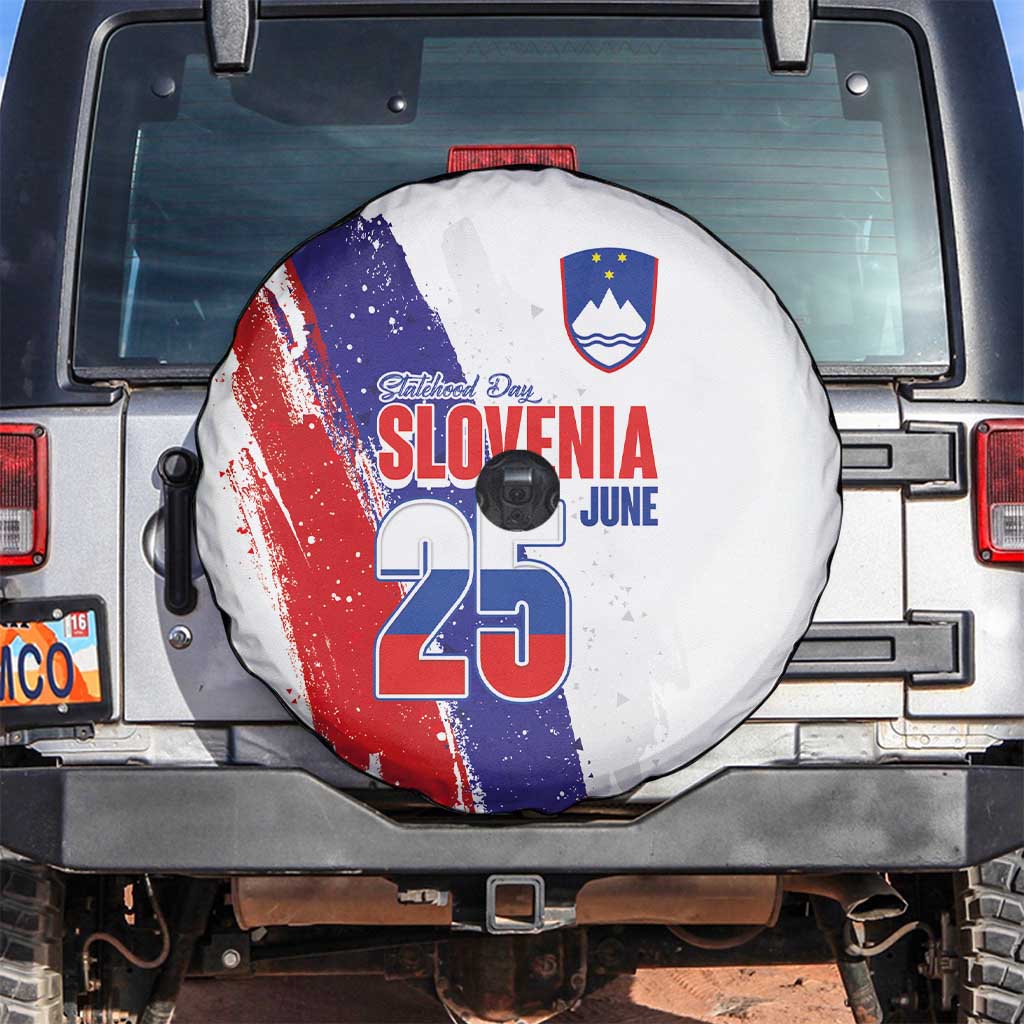 Slovenia Statehood Day Spare Tire Cover 25 June National Flag Color Brush Stroke Style