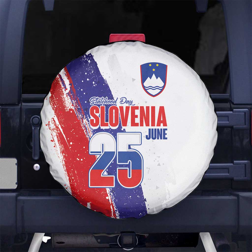 Slovenia Statehood Day Spare Tire Cover 25 June National Flag Color Brush Stroke Style