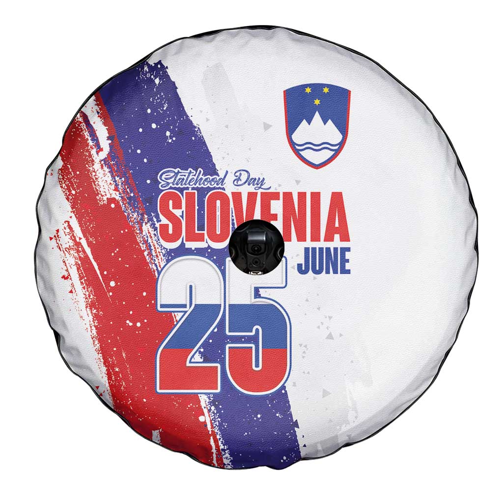 Slovenia Statehood Day Spare Tire Cover 25 June National Flag Color Brush Stroke Style