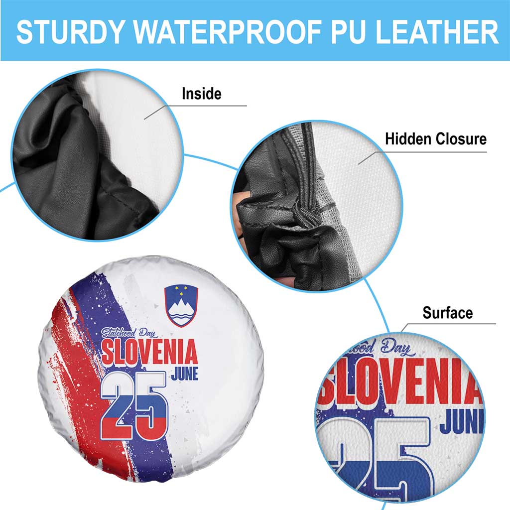 Slovenia Statehood Day Spare Tire Cover 25 June National Flag Color Brush Stroke Style