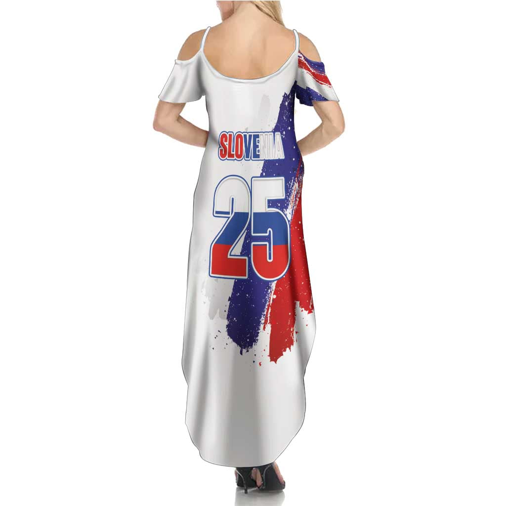 Slovenia Statehood Day Summer Maxi Dress 25 June National Flag Color Brush Stroke Style