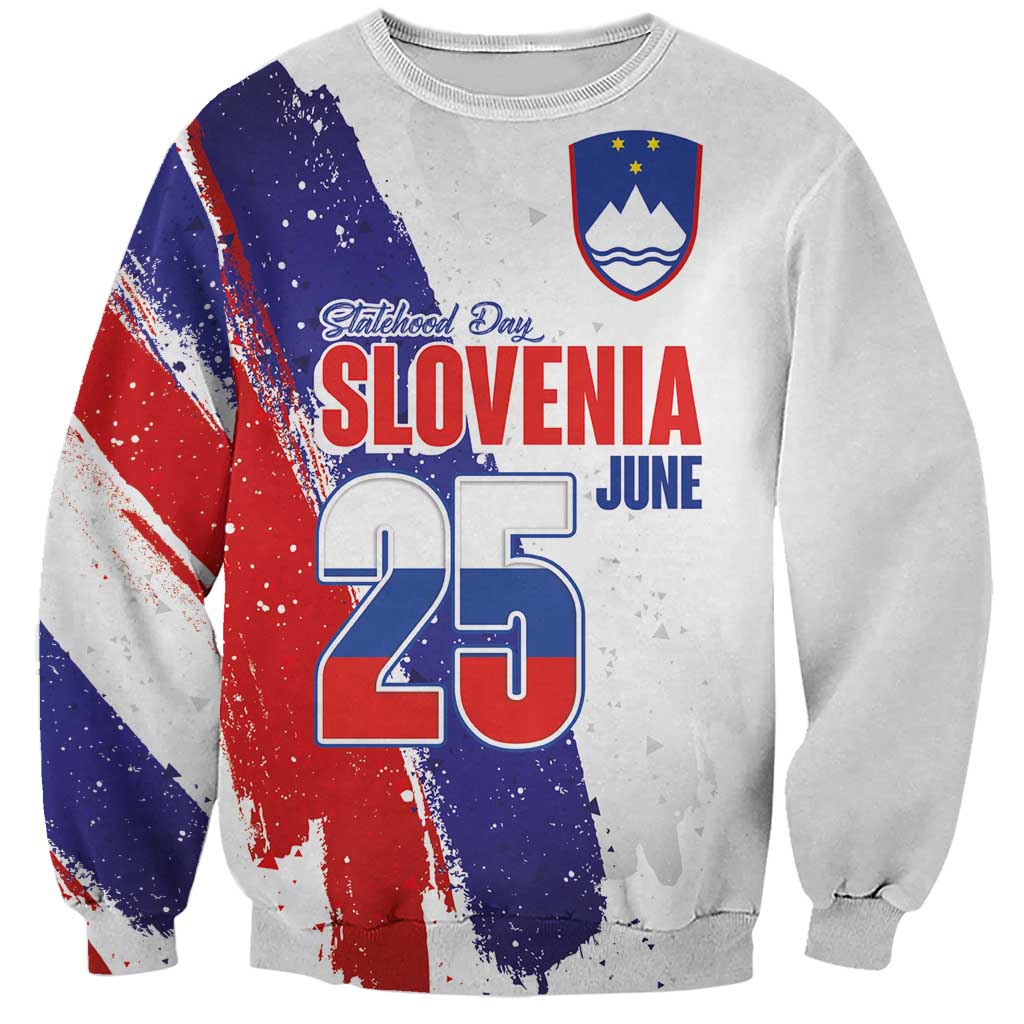 Slovenia Statehood Day Sweatshirt 25 June National Flag Color Brush Stroke Style