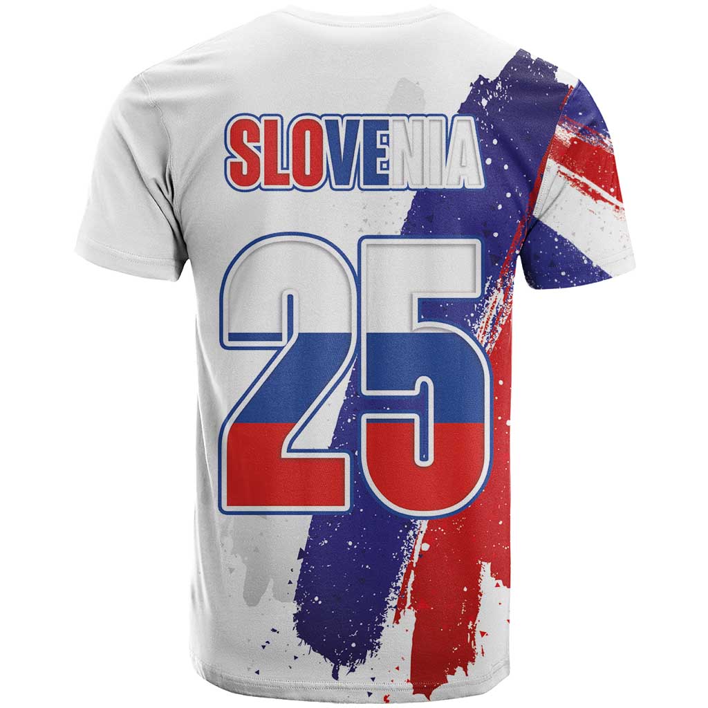 Slovenia Statehood Day T Shirt 25 June National Flag Color Brush Stroke Style