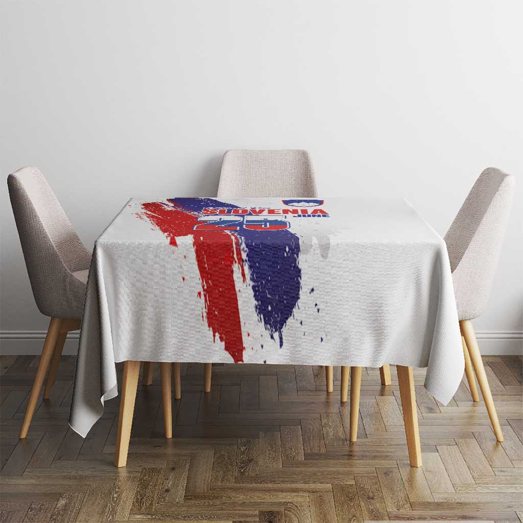 Slovenia Statehood Day Tablecloth 25 June National Flag Color Brush Stroke Style
