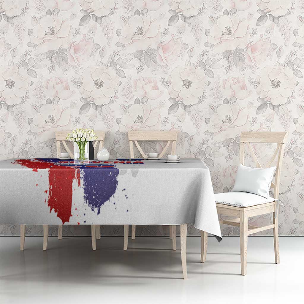 Slovenia Statehood Day Tablecloth 25 June National Flag Color Brush Stroke Style