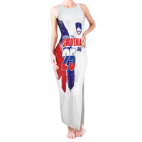 Slovenia Statehood Day Tank Maxi Dress 25 June National Flag Color Brush Stroke Style