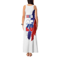 Slovenia Statehood Day Tank Maxi Dress 25 June National Flag Color Brush Stroke Style