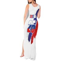 Slovenia Statehood Day Tank Maxi Dress 25 June National Flag Color Brush Stroke Style