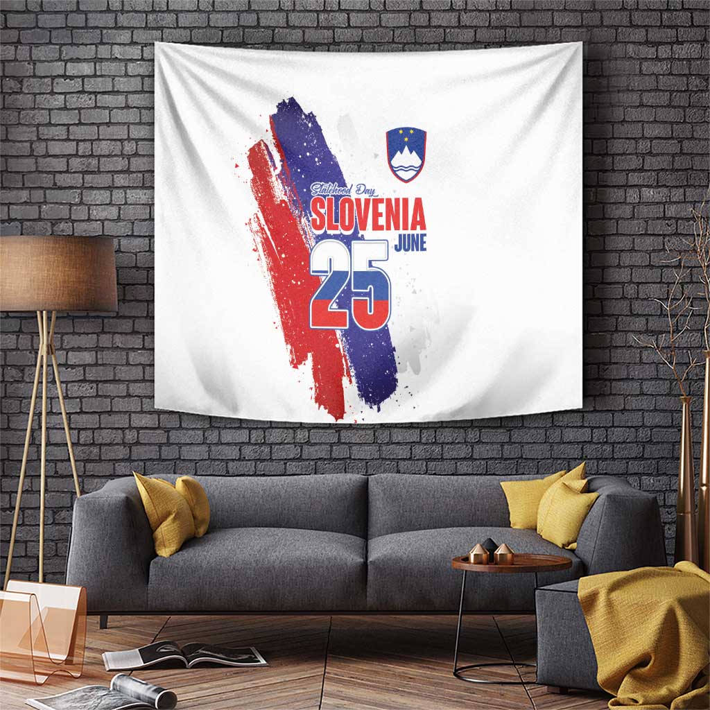 Slovenia Statehood Day Tapestry 25 June National Flag Color Brush Stroke Style