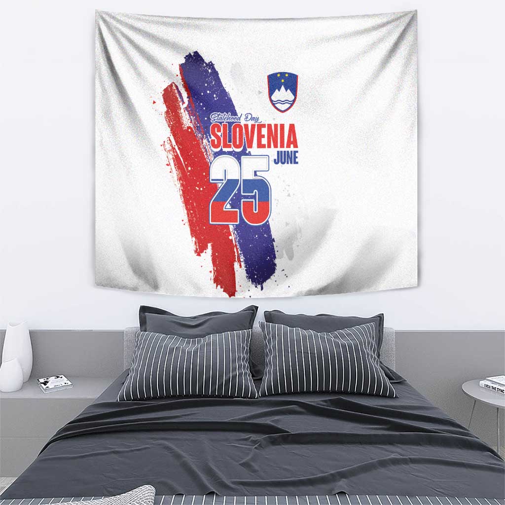 Slovenia Statehood Day Tapestry 25 June National Flag Color Brush Stroke Style