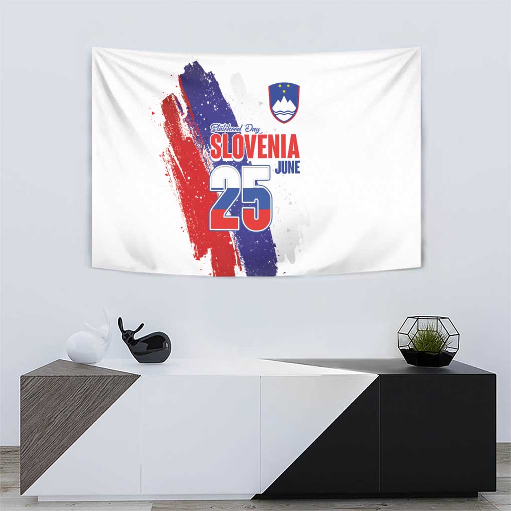 Slovenia Statehood Day Tapestry 25 June National Flag Color Brush Stroke Style