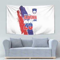 Slovenia Statehood Day Tapestry 25 June National Flag Color Brush Stroke Style