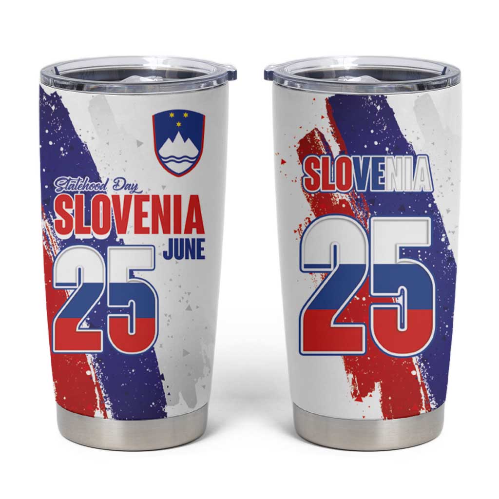 Slovenia Statehood Day Tumbler Cup 25 June National Flag Color Brush Stroke Style