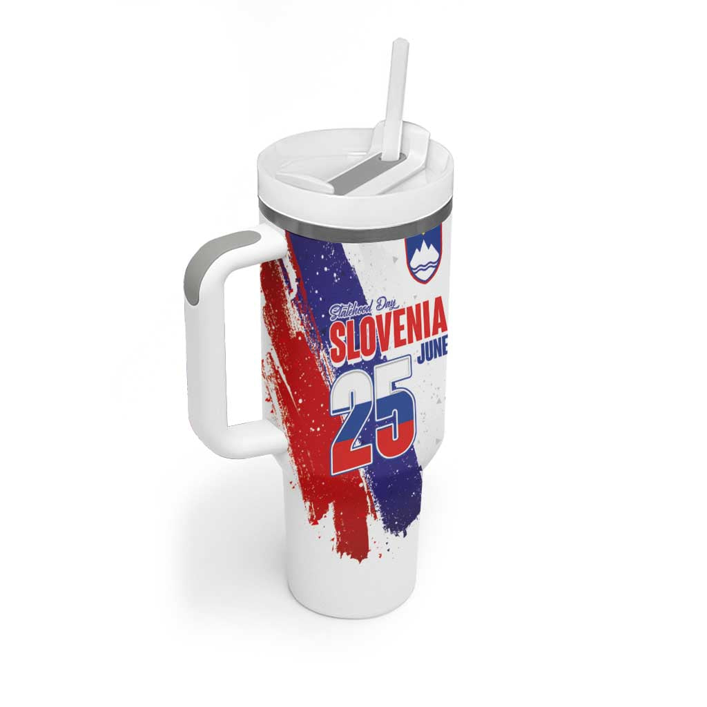 Slovenia Statehood Day Tumbler With Handle 25 June National Flag Color Brush Stroke Style