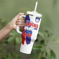 Slovenia Statehood Day Tumbler With Handle 25 June National Flag Color Brush Stroke Style