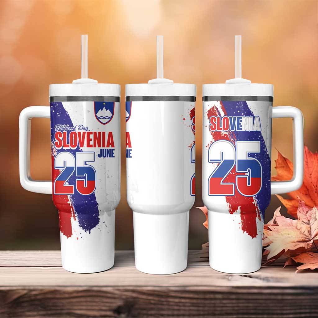 Slovenia Statehood Day Tumbler With Handle 25 June National Flag Color Brush Stroke Style