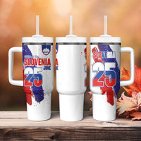 Slovenia Statehood Day Tumbler With Handle 25 June National Flag Color Brush Stroke Style