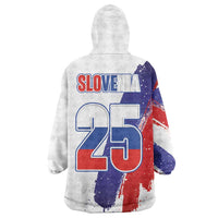 Slovenia Statehood Day Wearable Blanket Hoodie 25 June National Flag Color Brush Stroke Style