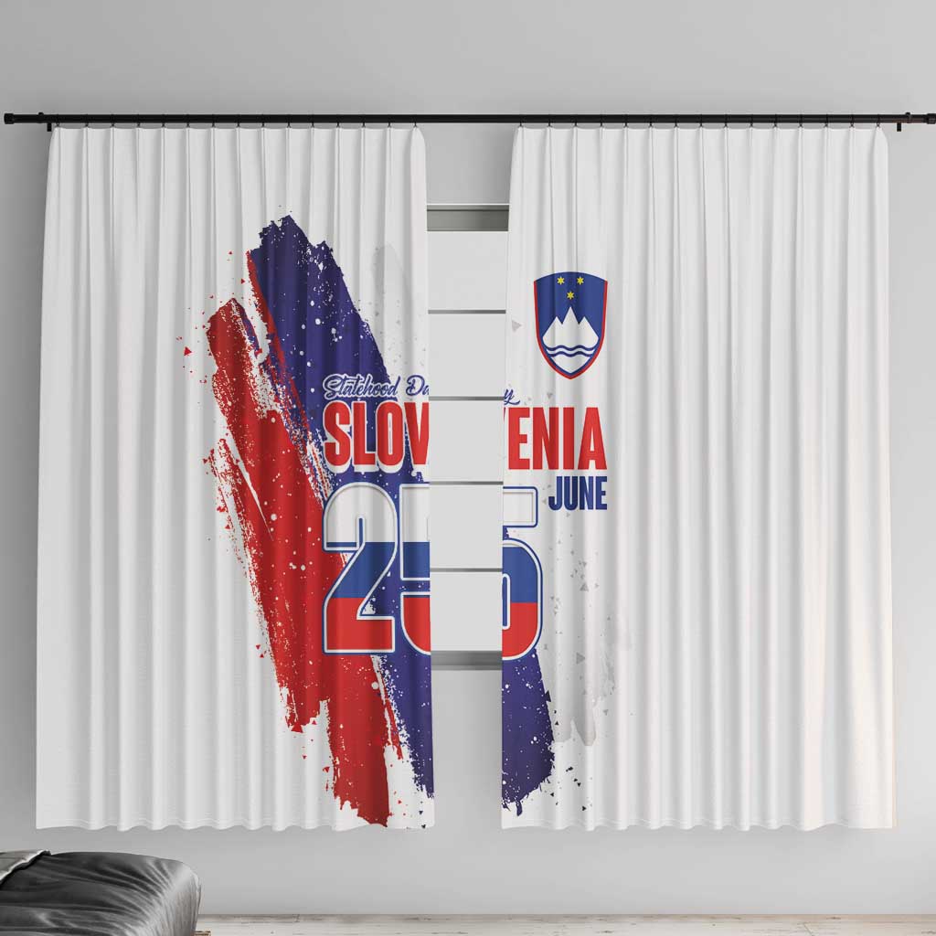 Slovenia Statehood Day Window Curtain 25 June National Flag Color Brush Stroke Style