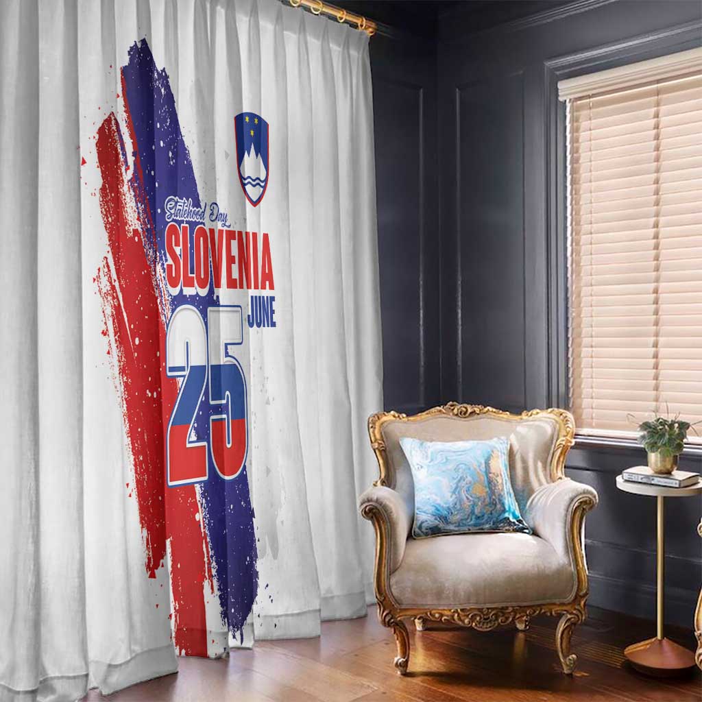 Slovenia Statehood Day Window Curtain 25 June National Flag Color Brush Stroke Style