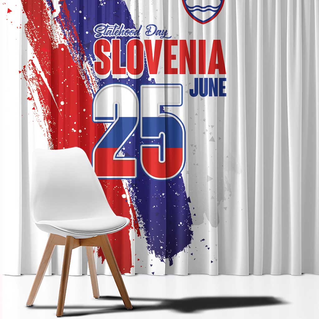 Slovenia Statehood Day Window Curtain 25 June National Flag Color Brush Stroke Style