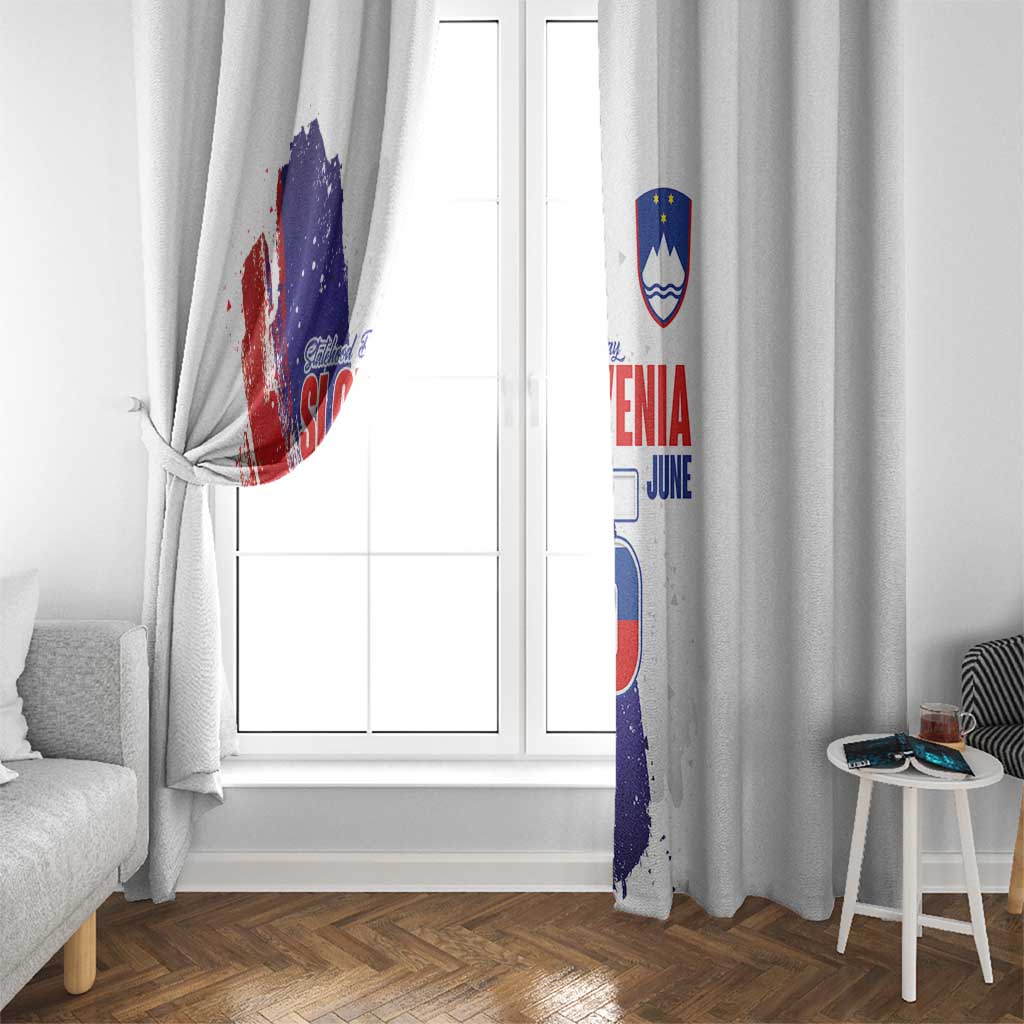 Slovenia Statehood Day Window Curtain 25 June National Flag Color Brush Stroke Style