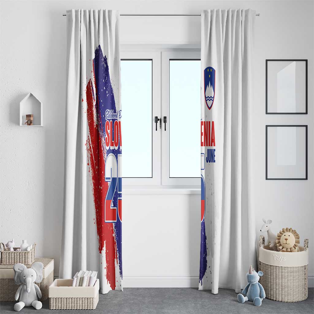 Slovenia Statehood Day Window Curtain 25 June National Flag Color Brush Stroke Style