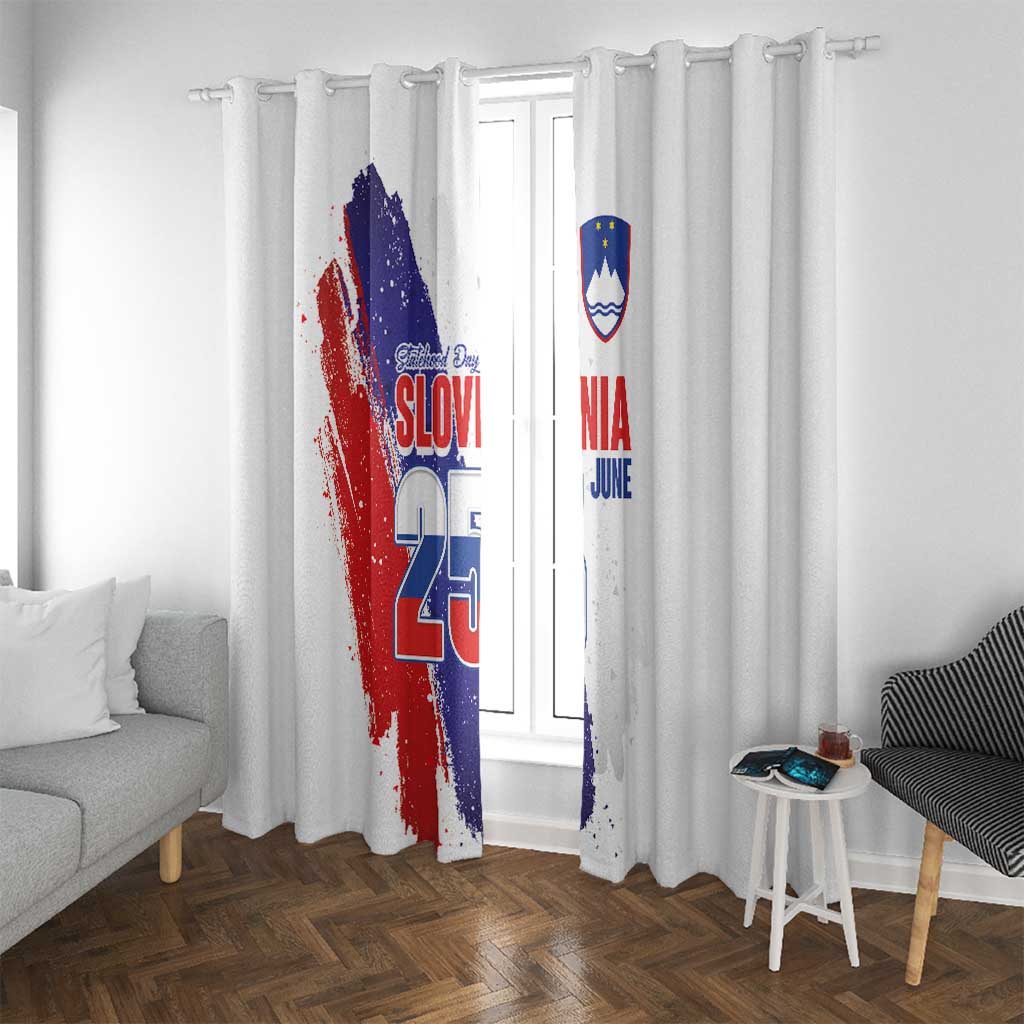 Slovenia Statehood Day Window Curtain 25 June National Flag Color Brush Stroke Style