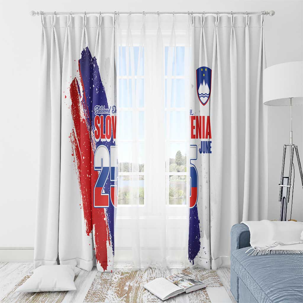 Slovenia Statehood Day Window Curtain 25 June National Flag Color Brush Stroke Style