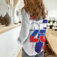 Slovenia Statehood Day Women Casual Shirt 25 June National Flag Color Brush Stroke Style