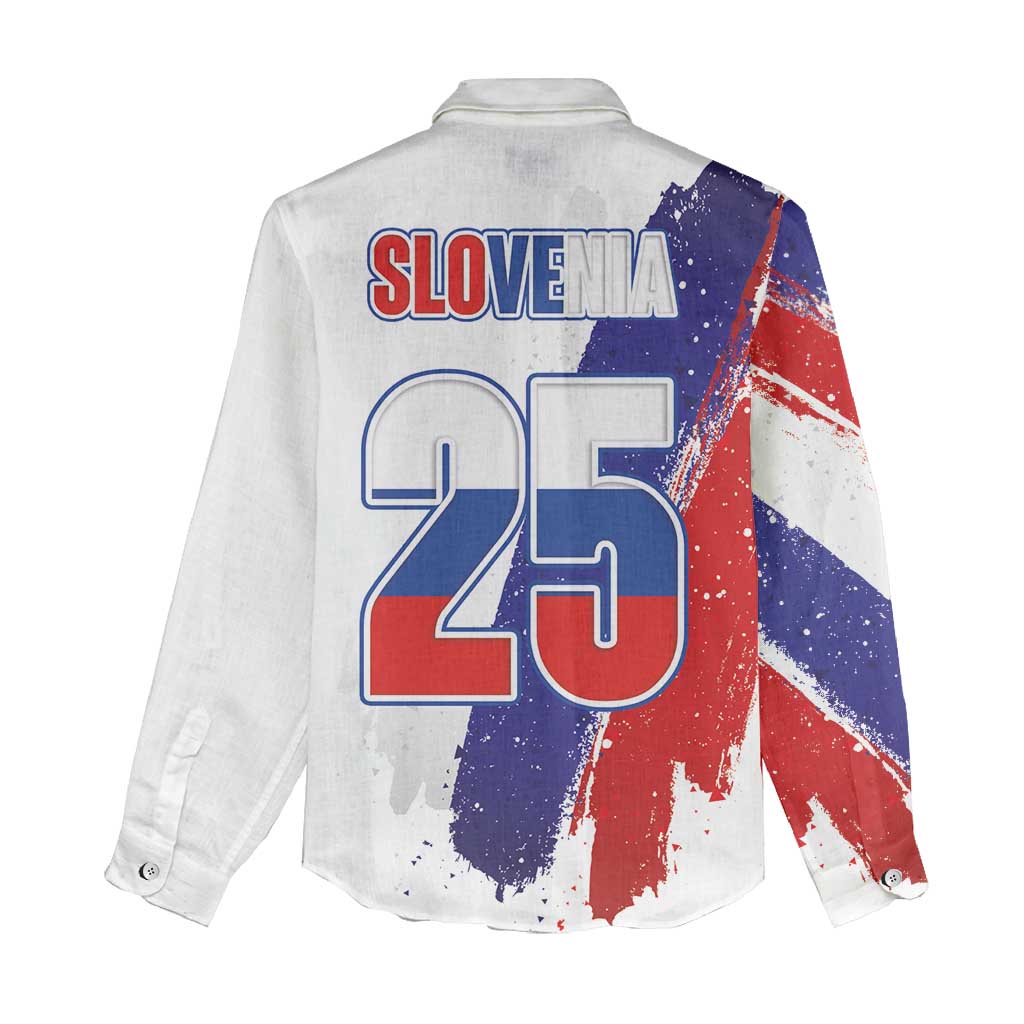 Slovenia Statehood Day Women Casual Shirt 25 June National Flag Color Brush Stroke Style