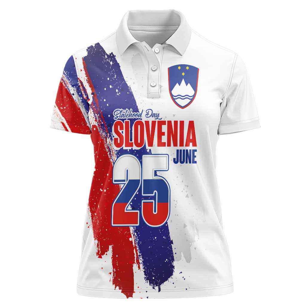 Slovenia Statehood Day Women Polo Shirt 25 June National Flag Color Brush Stroke Style
