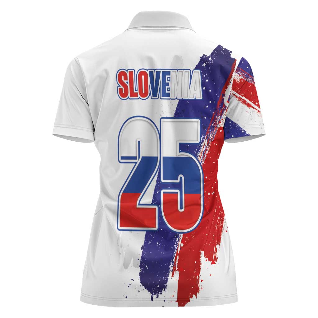 Slovenia Statehood Day Women Polo Shirt 25 June National Flag Color Brush Stroke Style
