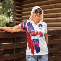 Slovenia Statehood Day Women Polo Shirt 25 June National Flag Color Brush Stroke Style