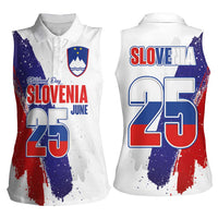 Slovenia Statehood Day Women Sleeveless Polo Shirt 25 June National Flag Color Brush Stroke Style