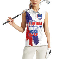 Slovenia Statehood Day Women Sleeveless Polo Shirt 25 June National Flag Color Brush Stroke Style