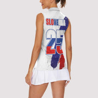 Slovenia Statehood Day Women Sleeveless Polo Shirt 25 June National Flag Color Brush Stroke Style