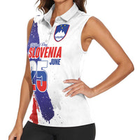 Slovenia Statehood Day Women Sleeveless Polo Shirt 25 June National Flag Color Brush Stroke Style