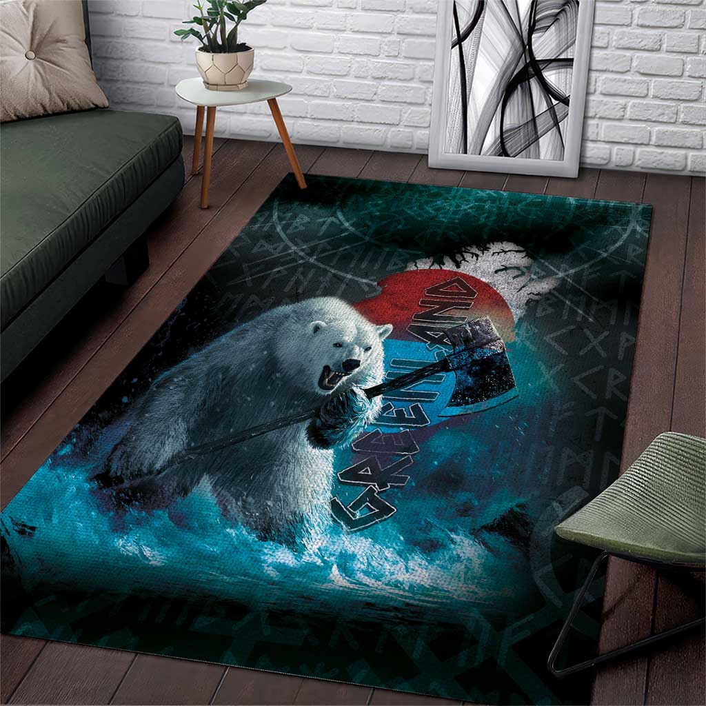 Greenlandic Polar Bear Warrior Area Rug Nordic and Runes Style - Wonder Print Shop