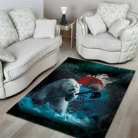 Greenlandic Polar Bear Warrior Area Rug Nordic and Runes Style - Wonder Print Shop