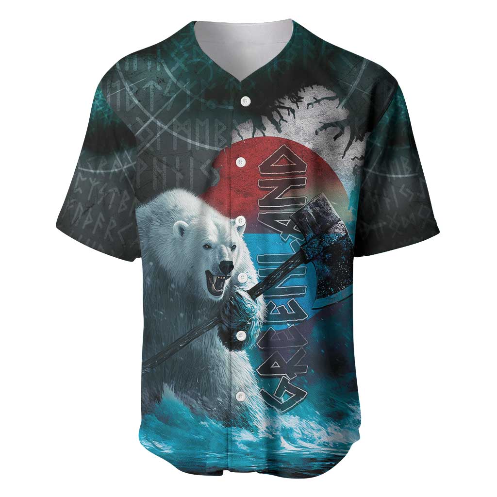 Greenlandic Polar Bear Warrior Baseball Jersey Nordic and Runes Style - Wonder Print Shop