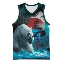 Greenlandic Polar Bear Warrior Basketball Jersey Nordic and Runes Style - Wonder Print Shop