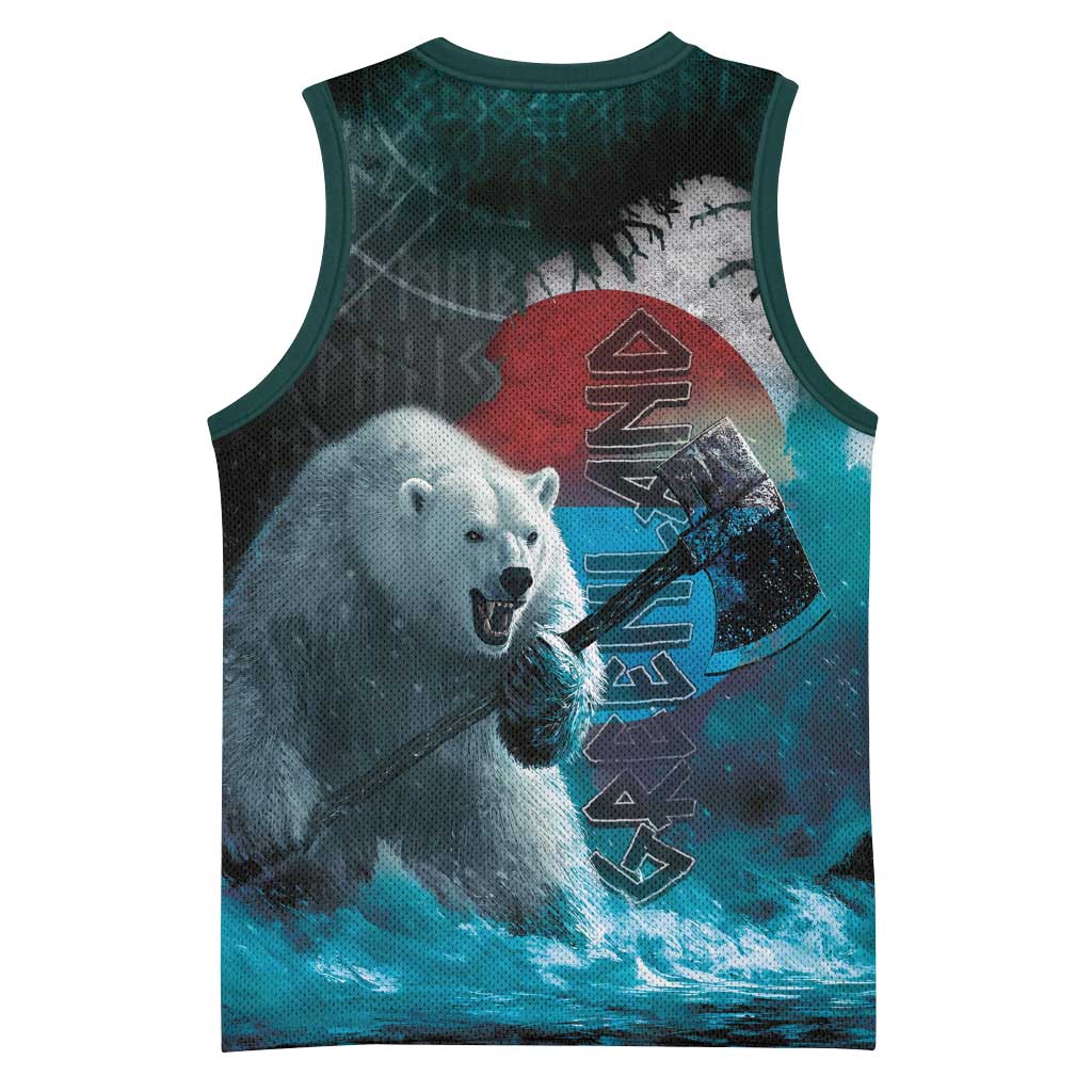 Greenlandic Polar Bear Warrior Basketball Jersey Nordic and Runes Style - Wonder Print Shop