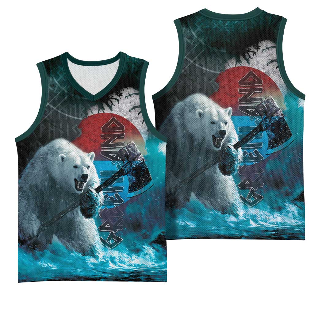 Greenlandic Polar Bear Warrior Basketball Jersey Nordic and Runes Style - Wonder Print Shop
