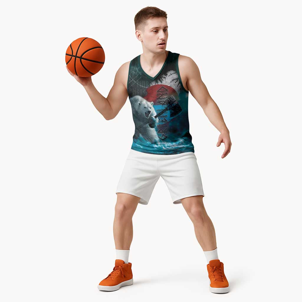 Greenlandic Polar Bear Warrior Basketball Jersey Nordic and Runes Style - Wonder Print Shop