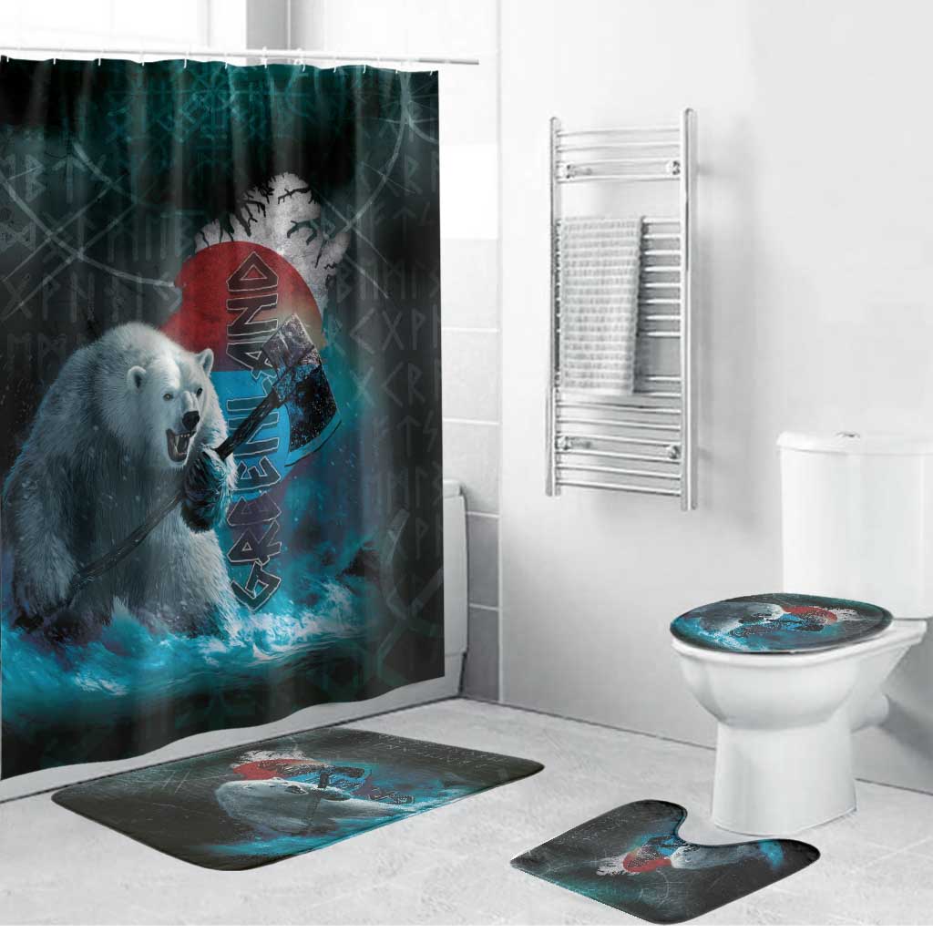 Greenlandic Polar Bear Warrior Bathroom Set Nordic and Runes Style - Wonder Print Shop