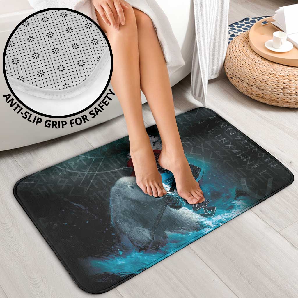 Greenlandic Polar Bear Warrior Bathroom Set Nordic and Runes Style - Wonder Print Shop