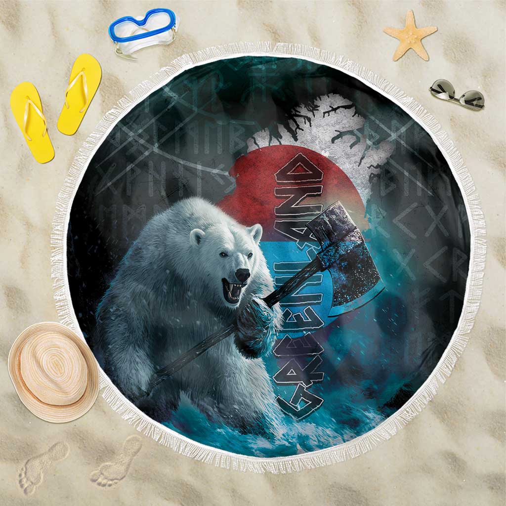 Greenlandic Polar Bear Warrior Beach Blanket Nordic and Runes Style - Wonder Print Shop